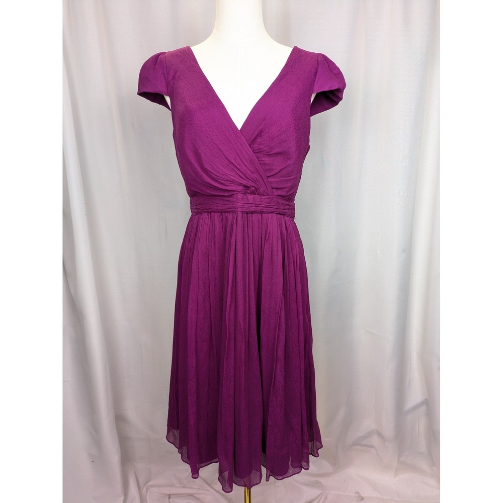 Women’s Purple V-Neck Cap Sleeve Dress
